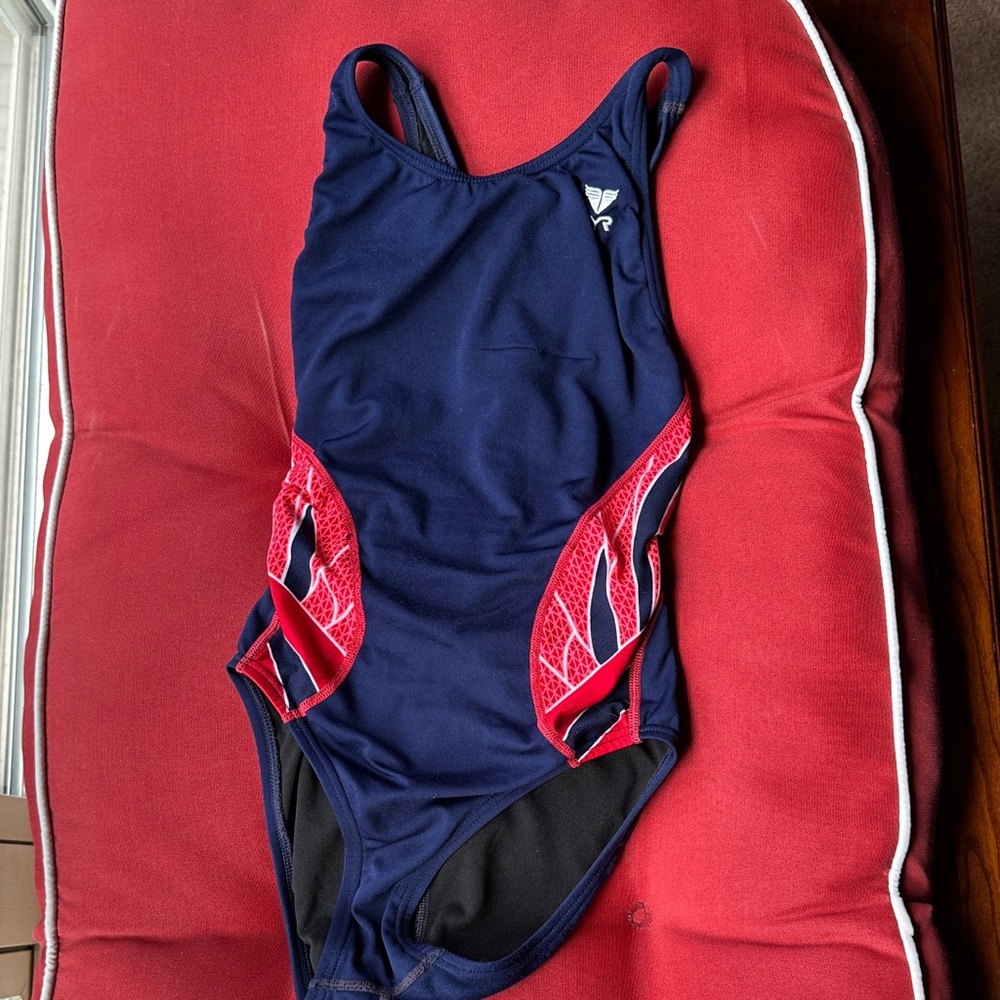 TYR Kids One Piece Swimsuit - Blue and Red